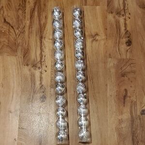 Set Of 2 12 Packs Silver Christmas Ornaments Set